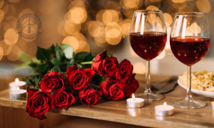 Hoa hồng và rượu vang: tình yêu và lãng mạn